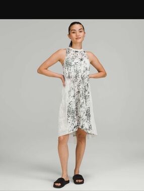Lululemon Mesh Overlay High-Neck Dress Watercolour Blur Lemon Sorbet Multi